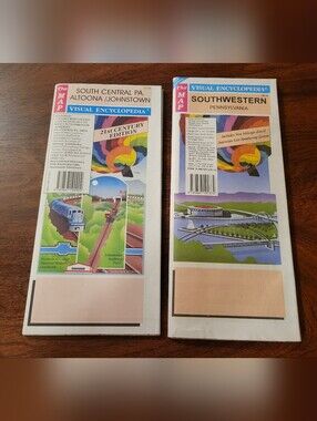 Pair of Visual Encyclopedia Maps Southwestern Pennsylvania and South Central PA